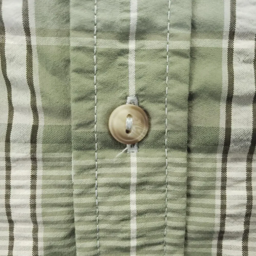 The North Face Shirt Mens Large Olive Green Plaid Nylon Short Sleeve Button-Up